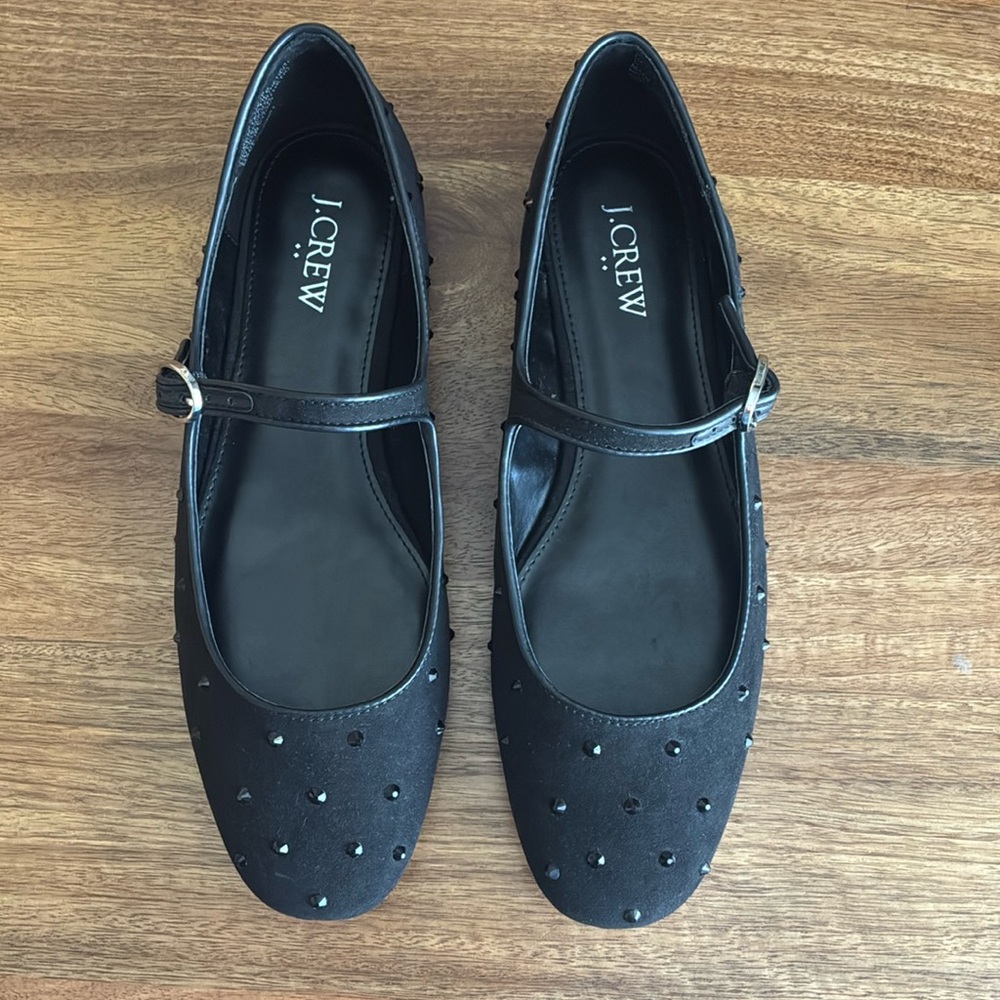 J. Crew Black Studded Mary Jane Flats - Picture 2 of 6